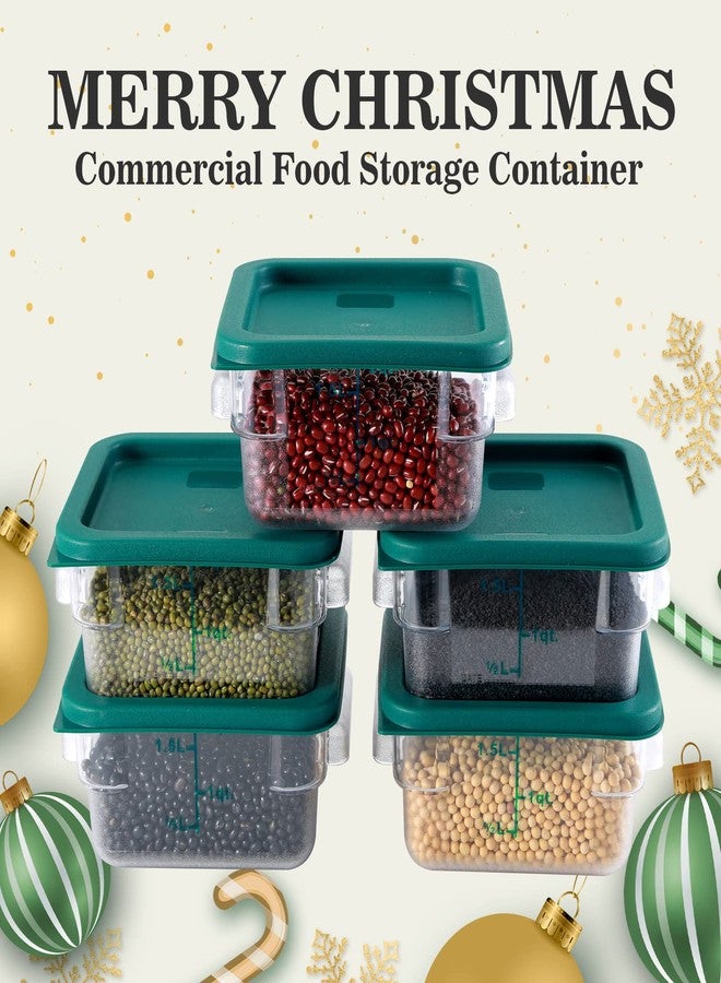 HAKKA FOOD PROCESSING Hakka 2 Qt Commercial Grade Square Food Storage Containers With Lids,Polycarbonate,Clear - Case of 5 - Image 2